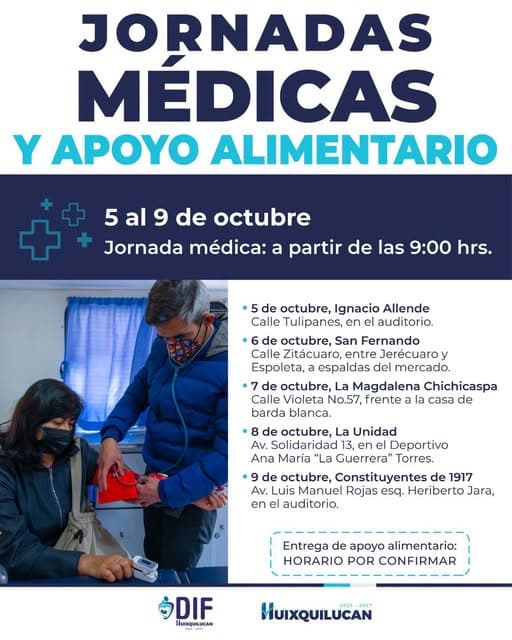 Jornadas Médicas y de Apoyo Alimentario del 5 al 9 de octubre