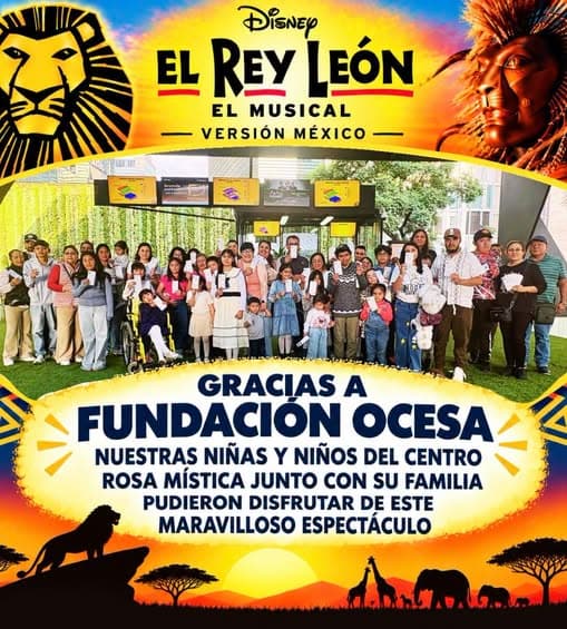 Niños del Centro Rosa Mística disfrutan de El Rey León, El Musical