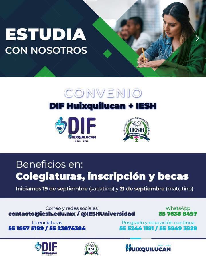 Convenio DIF Huixquilucan e IESH para licenciaturas y posgrados
