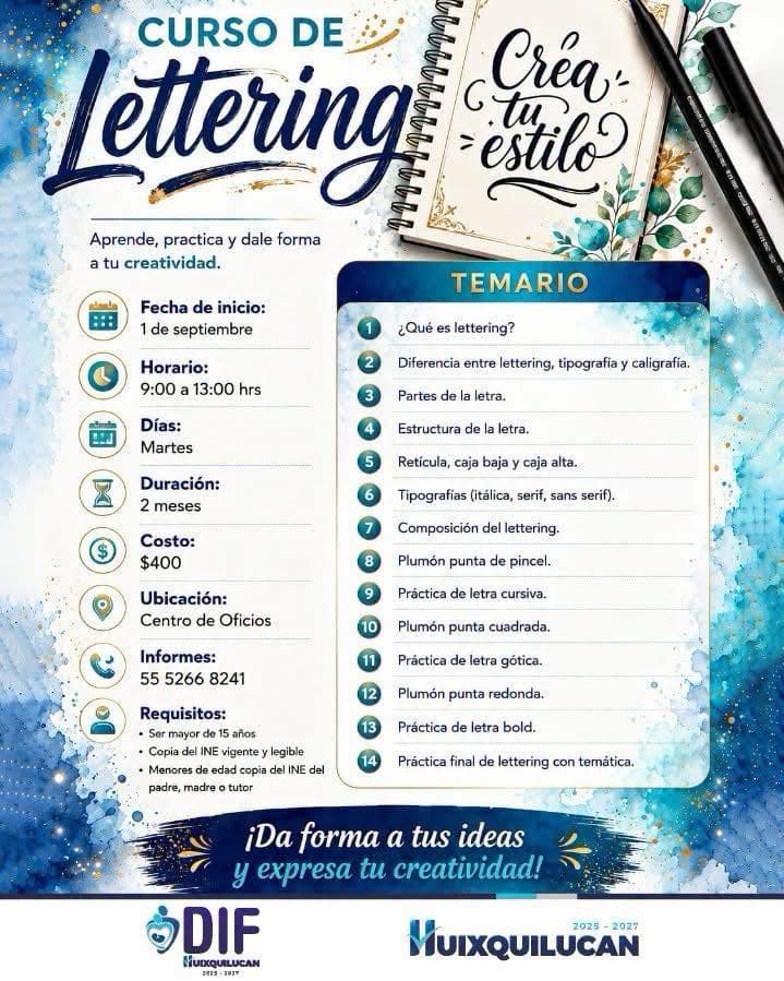 Curso de Lettering en el Centro de Oficios del DIF Huixquilucan