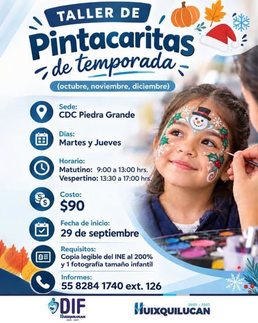 Taller de Pintacaritas de Temporada en CDC Piedra Grande