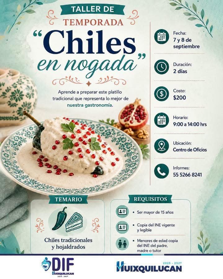 Taller de Temporada: Aprende a preparar Chiles en Nogada