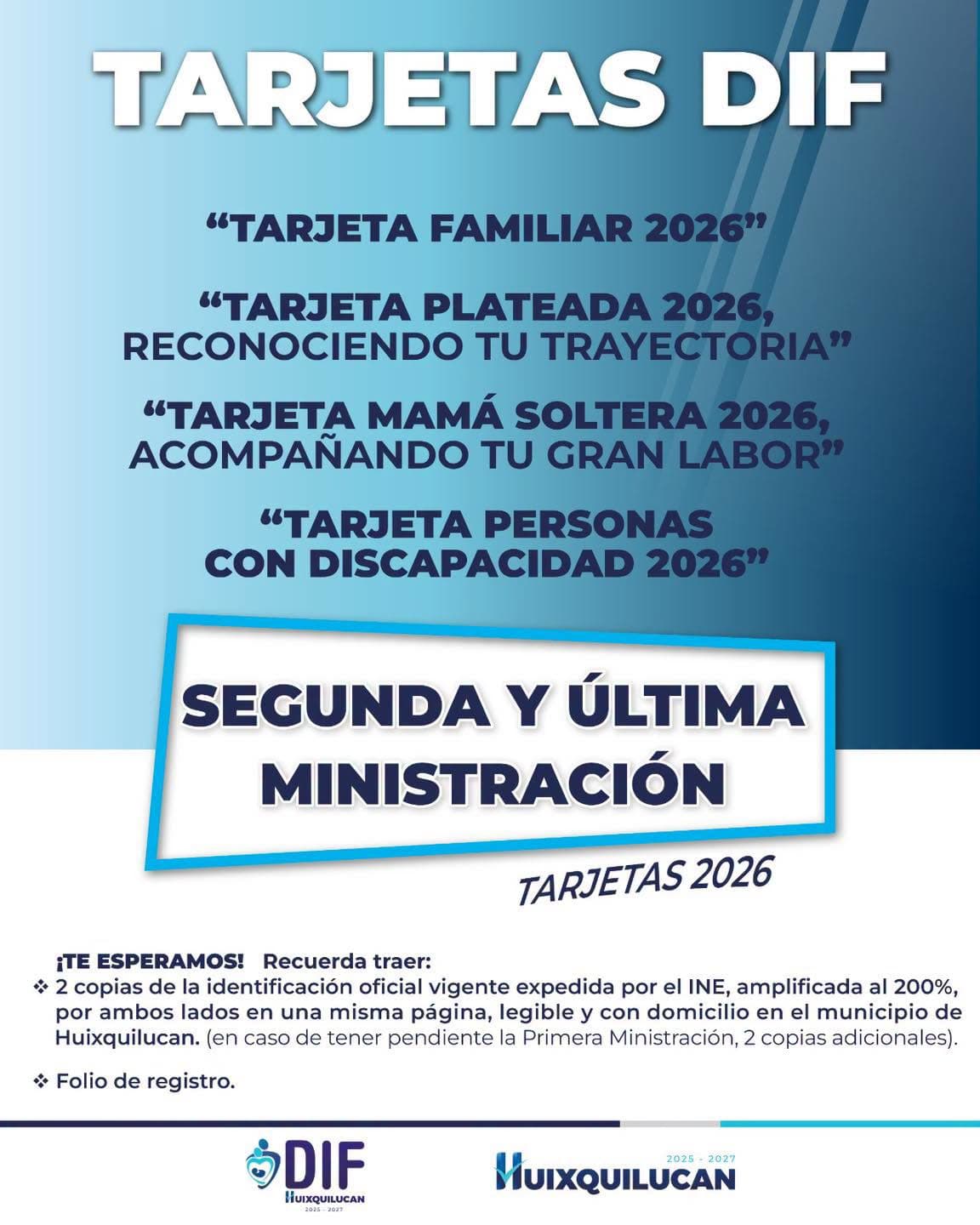 Segunda y última ministración de Tarjetas DIF 2026