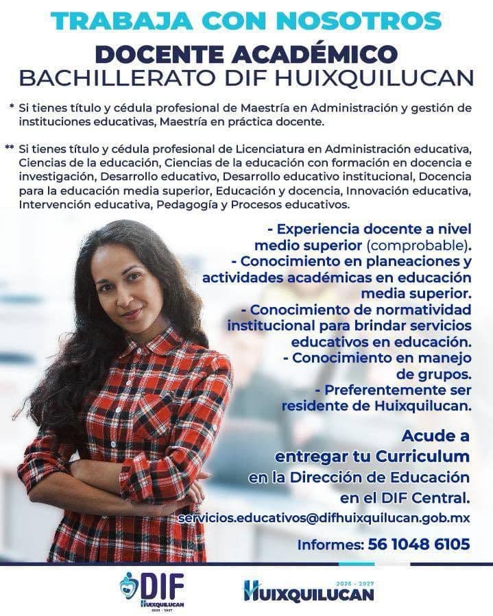 Búsqueda de Docente Académico en Bachillerato DIF Huixquilucan