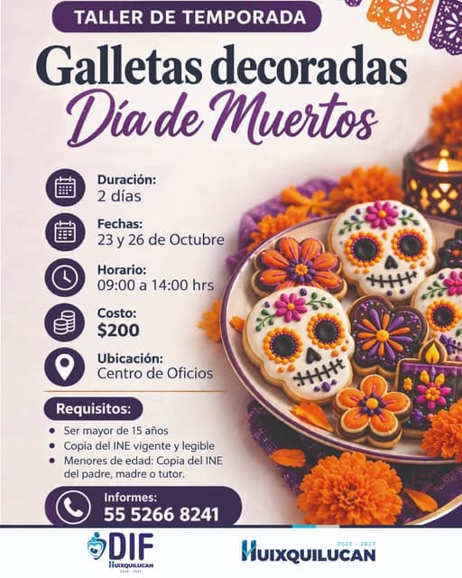 Taller de Galletas Decoradas de Día de Muertos en el Centro de Oficios