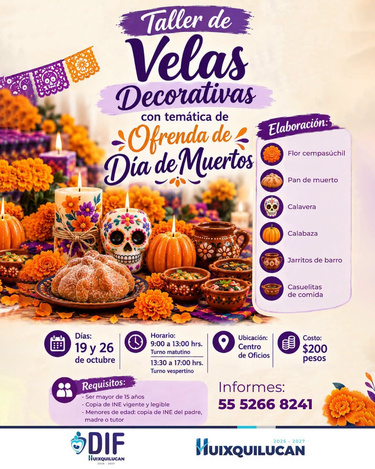 Taller de Velas Decorativas con temática de Ofrenda de Día de Muertos