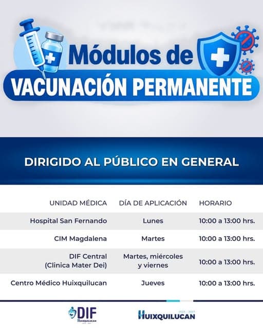 Módulos de Vacunación Permanente DIF Huixquilucan