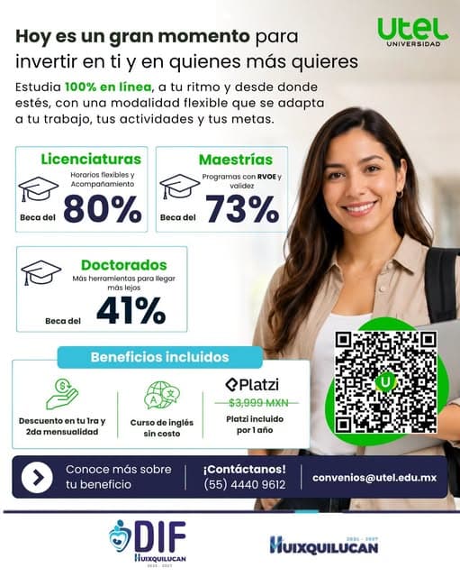 Becas educativas en línea con Utel Universidad para DIF Huixquilucan