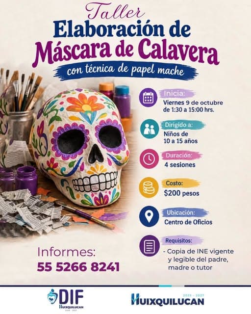 Taller de Elaboración de Máscara de Calavera con técnica de papel maché