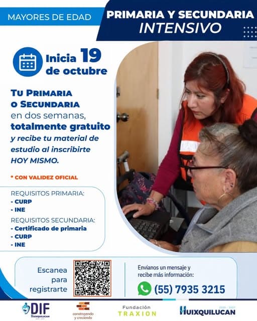 Programa de Primaria y Secundaria Intensivo para Mayores de Edad