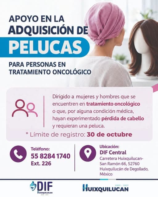 Apoyo para la adquisición de pelucas para personas en tratamiento oncológico