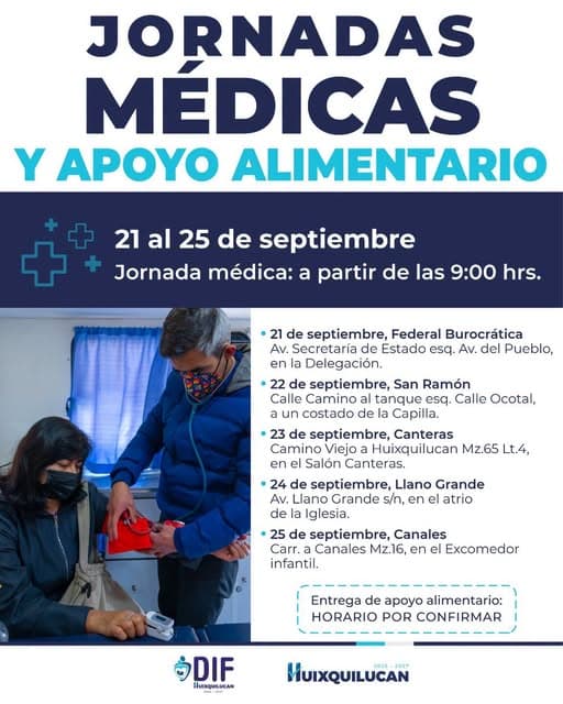 Calendario de Jornadas Médicas y Apoyo Alimentario