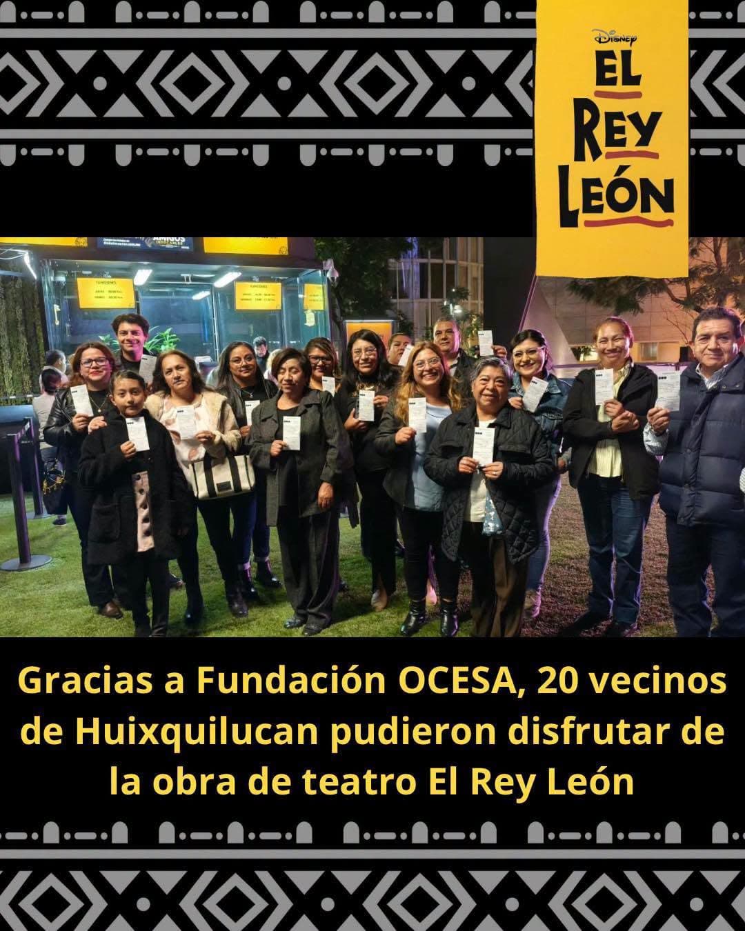 Vecinos de Huixquilucan disfrutan de la obra El Rey León con apoyo de Fundación OCESA