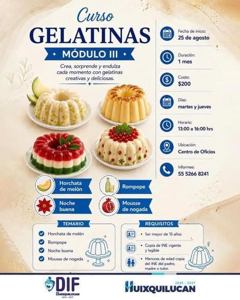 Cursos de Cocina Internacional, Pastelería Módulo 3 y Gelatinas Módulo 3