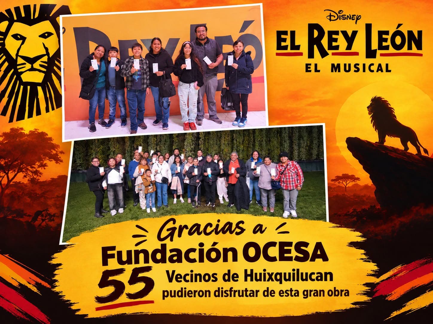 55 vecinos de Huixquilucan disfrutaron de El Rey León gracias a Fundación OCESA
